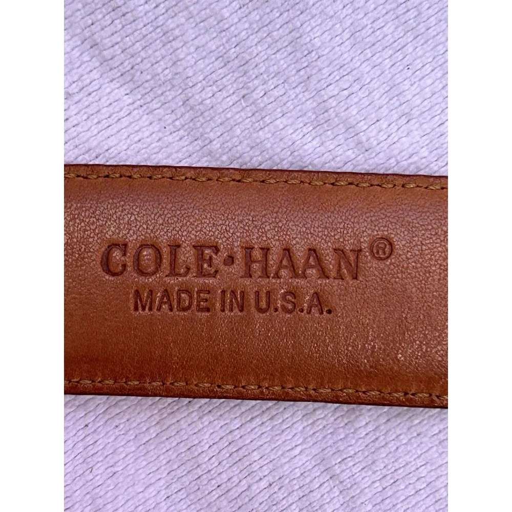 Cole Haan Classic Cognac Dress Belt SZ 34 Brass Buckle Leather  USA